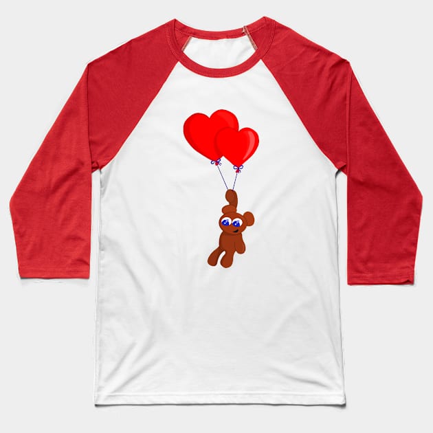 A Teddy Bear Holding Heart Shaped Balloons Baseball T-Shirt by DiegoCarvalho